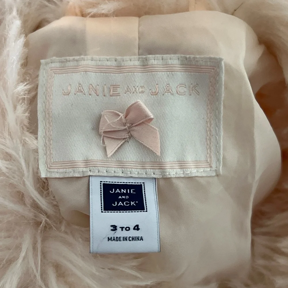 Janie and Jack Girls Faux Fur Jacket Coat 3 to 4 Years Pink Special Occasion